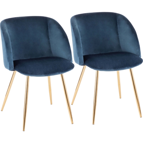 Fran Dining Chair in Blue Velvet & Gold Metal (Set of 2)